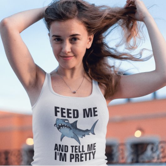 サメのTシャ食べ物を与えツ、私は自分だと言かわいらしう タンクトップ