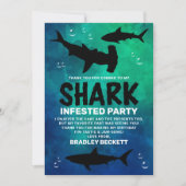 サメは年齢に関係なく誕生日パーティーを開催 サンキューカード (正面)