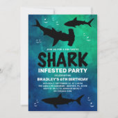 サメは年齢に関係なく誕生日パーティーを開催 招待状 (正面)
