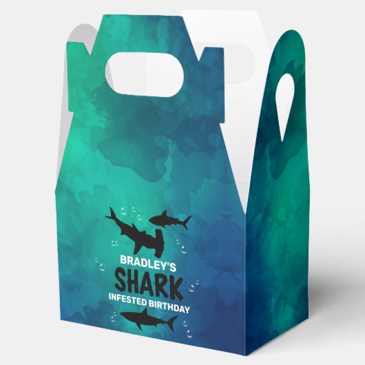 サメは年齢の誕生日パーティーの好意ボックスを出没 フェイバーボックス (オープン)