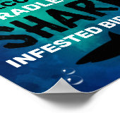 サメは年齢の誕生日パーティー歓迎サインを出没 ポスター (角)