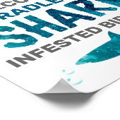 サメは年齢の誕生日パーティー歓迎サインを出没 ポスター (角)