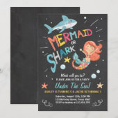 サメまたは人魚の誕生日の招待Joint Day 招待状 (正面/裏面)