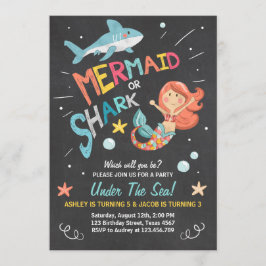 サメまたは人魚の誕生日の招待Joint Day 招待状