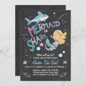 サメまたは人魚の誕生日招待状 合同バースデー 招待状 (正面/裏面)