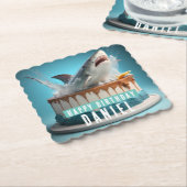 サメをテーマにしたお誕生日ケーキ ペーパーコースター (アングル)