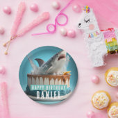 サメをテーマにしたお誕生日ケーキ ペーパープレート (パーティー)