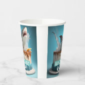 サメをテーマにしたお誕生日ケーキ 紙コップ (左)