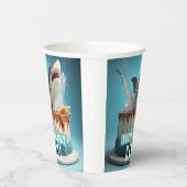 サメをテーマにしたお誕生日ケーキ 紙コップ (右)