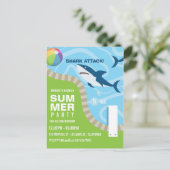 サメをテーマにした夏のプール誕生日パーティー ポストカード (スタンド正面)