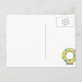 サメをテーマにした夏のプール誕生日パーティー ポストカード (裏面)