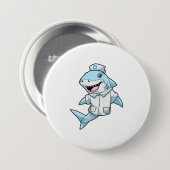 サメをナースとしてコート付き 缶バッジ (正面&裏面)