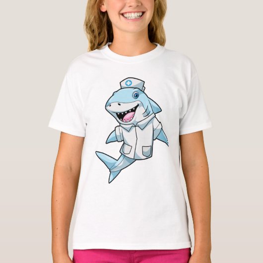 サメをナースとしてコート付き Tシャツ (正面)