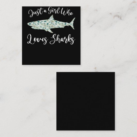 サメを愛する女の子 – ギフト海サメ スクエア名刺 (正面/裏面)