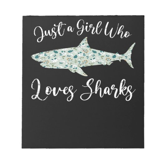 サメを愛する女の子 – ギフト海サメ ノートパッド (正面)