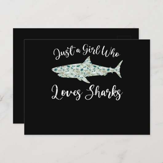 サメを愛する女の子 – ギフト海サメ 案内ポストカード (正面/裏面)
