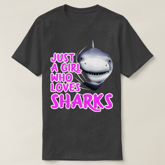 サメを愛する女の子 Tシャツ (デザイン正面)