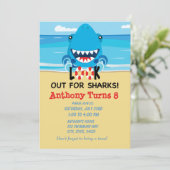 サメを探す……ビーチ誕生日招待状 招待状 (スタンド正面)
