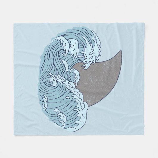サメイラストレーション フリースブランケット (正面(横))