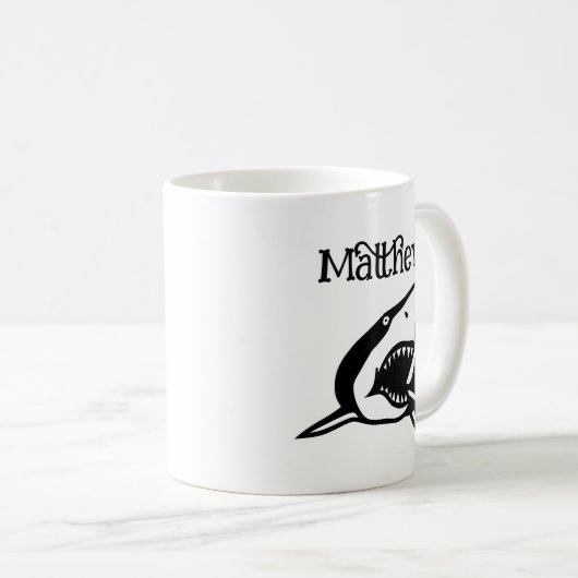 サメカスタムスケッチ付きコーヒーマグのプレゼント コーヒーマグカップ (正面右)