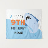 サメカスタム子供9歳誕生日背景 タペストリー (正面(横))