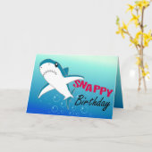 サメカラフルおもしろいハッピーバースデーカード カード (黄色い花)