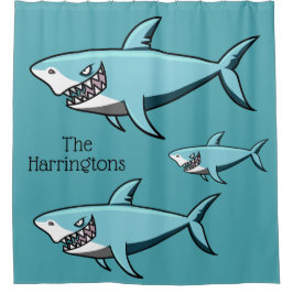 サメクール名前をカスタムするシャワーカーテン シャワーカーテン