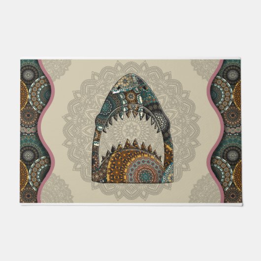 サメサスカッチイエティをテーマにしたドアマット ドアマット (正面)