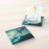 サメサーフィン ガラスコースター (アングル)