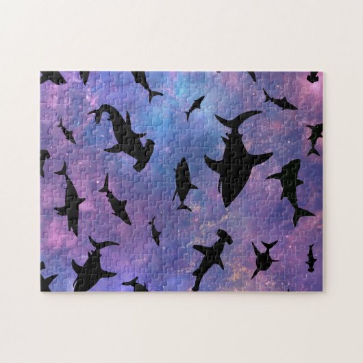 サメシンプルガジンクジラ海銀河系模様 ジグソーパズル (横)