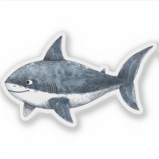 サメスケッチ小 シール (正面)