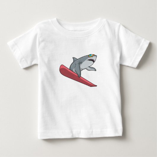 サメスノーボーダー スノーボード ベビーTシャツ (正面)