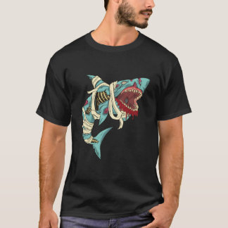 サメゾンビハロウィンスケルトン頭蓋骨肋骨 Tシャツ