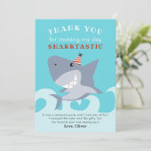 サメッタスティック サメの魚 誕生日パーティー サンキューカード (スタンド正面)