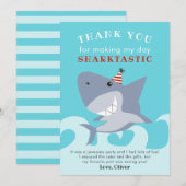 サメッタスティック サメの魚 誕生日パーティー サンキューカード (正面/裏面)