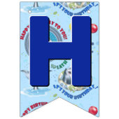 サメテーマ子供の誕生日パーティーバンティングフラグ バンティングフラッグ (第2の旗)