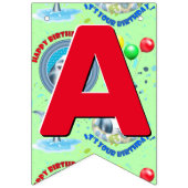 サメテーマ子供の誕生日パーティーバンティングフラグ バンティングフラッグ (第3の旗)