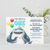 サメテーマ子供の誕生日パーティー招待状 招待状 (スタンド正面)