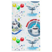 サメテーマ子供の誕生日パーティー スモールペーパーバッグ (裏面)