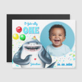 サメテーマ子供の誕生日フォト磁気カード (正面/裏面)