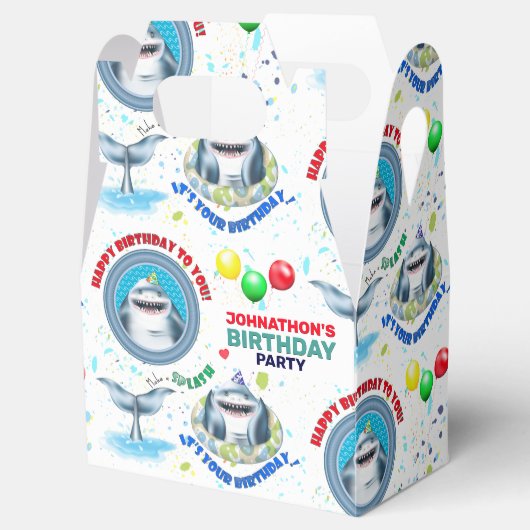 サメテーマ子供の誕生日 フェイバーボックス (オープン)
