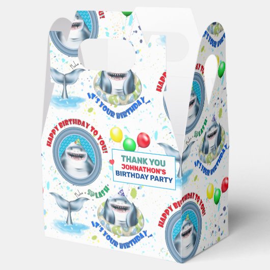 サメテーマ子供の誕生日 フェイバーボックス (オープン)