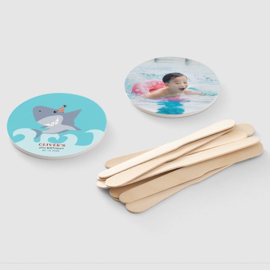 サメテーマ誕生日パーティーフォト ハンドファン (組立なし)