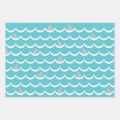 サメハッピーバースデー名ラッピング紙シート ラッピングペーパーシート (正面3)