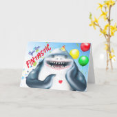 サメハッピーバースデー カード (黄色い花)