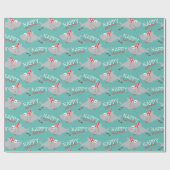 サメハッピーバースデー ラッピングペーパー (フラット)