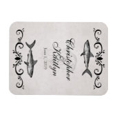 サメパーソナライズされたとクラゲ結婚の磁石 マグネット (横)