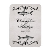 サメパーソナライズされたとクラゲ結婚の磁石 マグネット (縦)