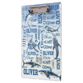 サメパーソナライズされたの襟を持つ少年の名前 クリップボード (左)