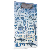 サメパーソナライズされたの襟を持つ少年の名前 クリップボード (右)